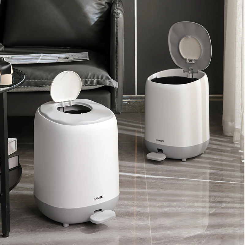 New Design Double Press Lid Trash Can Foot Pedal Waste Bins Hygiene Washroom Sani bins