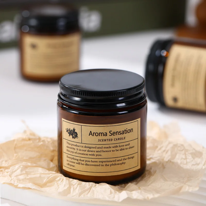Scented candle brown cup small brown bottle home bedroom sleep fragrance gift plant essential oil souvenir
