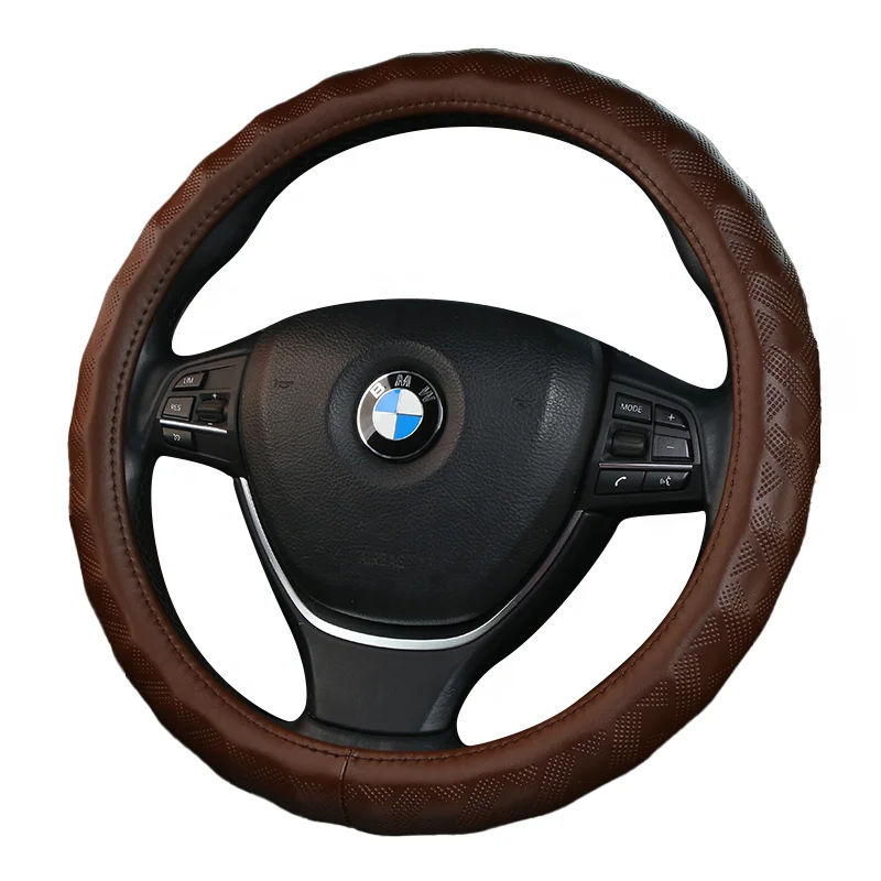 Durable and high-quality universal car accessories brown fashionable leather steering wheel cover