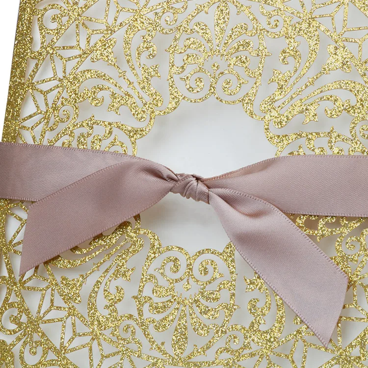 
Silver lace laser cut wedding invitation glitter insert suitable for sweet sixteen baby shower bridal shower birthday party 