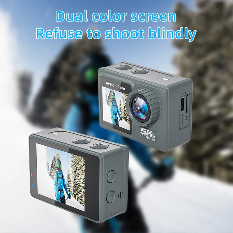 High quality Tracking Head Waterproof 5K Touch Dual colorful screen Action Camera 4K 5K with WIFI and EIS