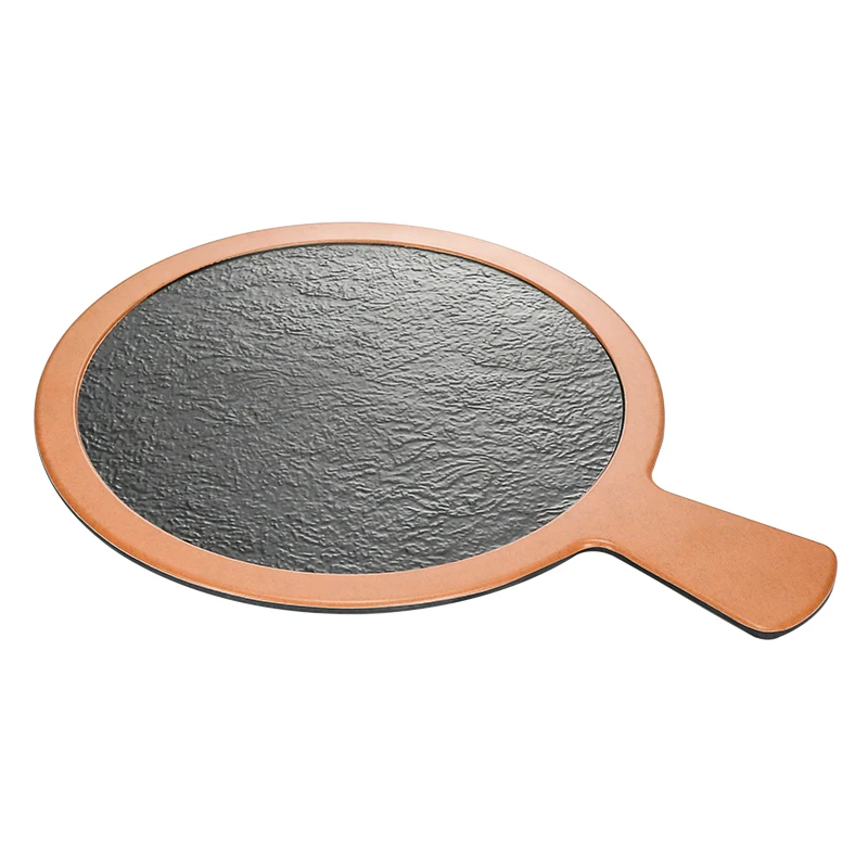 Custom 100% Melamine Wood Effect Paddle Board Pizza Plate Food Serving Tray with Handle Nordic Design Style Home Use Packaging