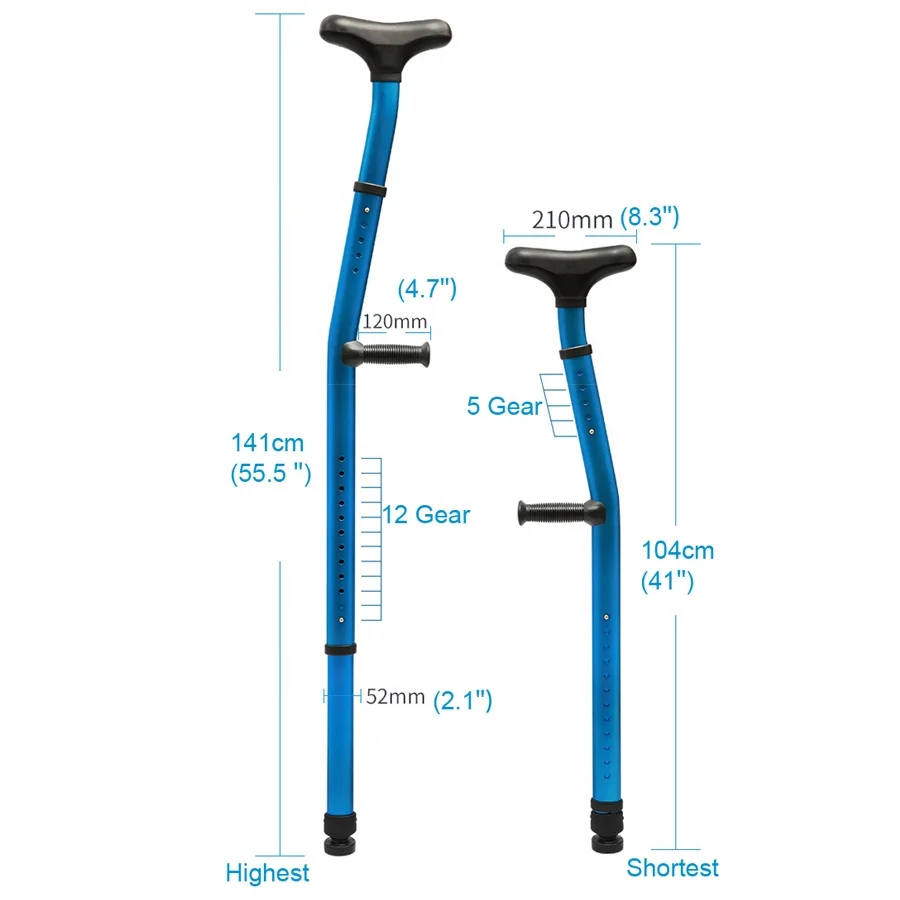 Luxury Advanced High Quality Axillary Crutches Adjustable Aluminum Folding Elbow Support Walking Crutch