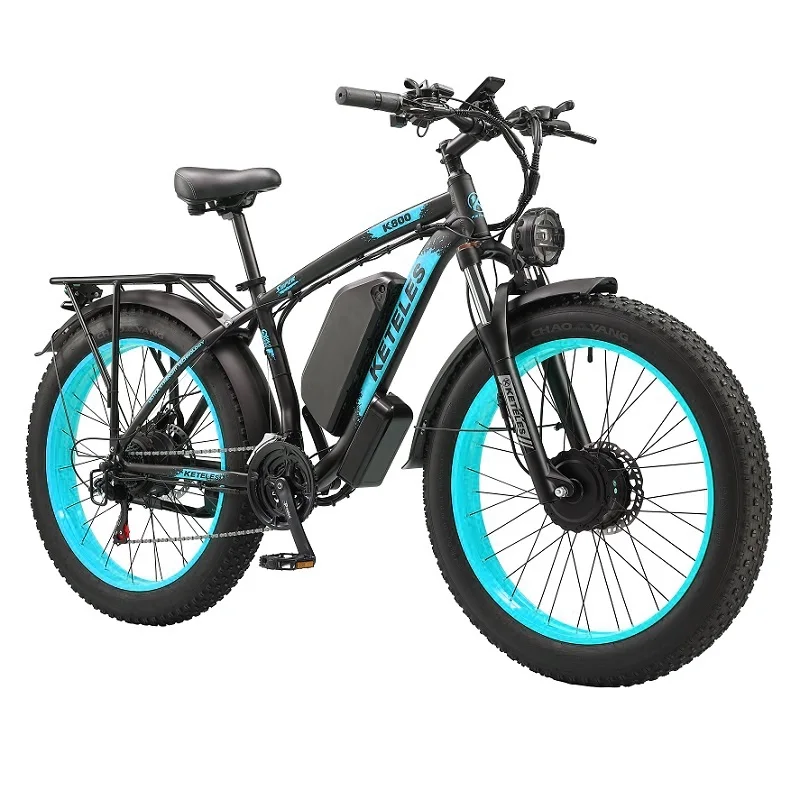 Drop Shipping K800 Dual Motor Electric Bike Ship from U.S. California Warehouse 26 inch Fat Tire Two Wheel Drive E-Bike