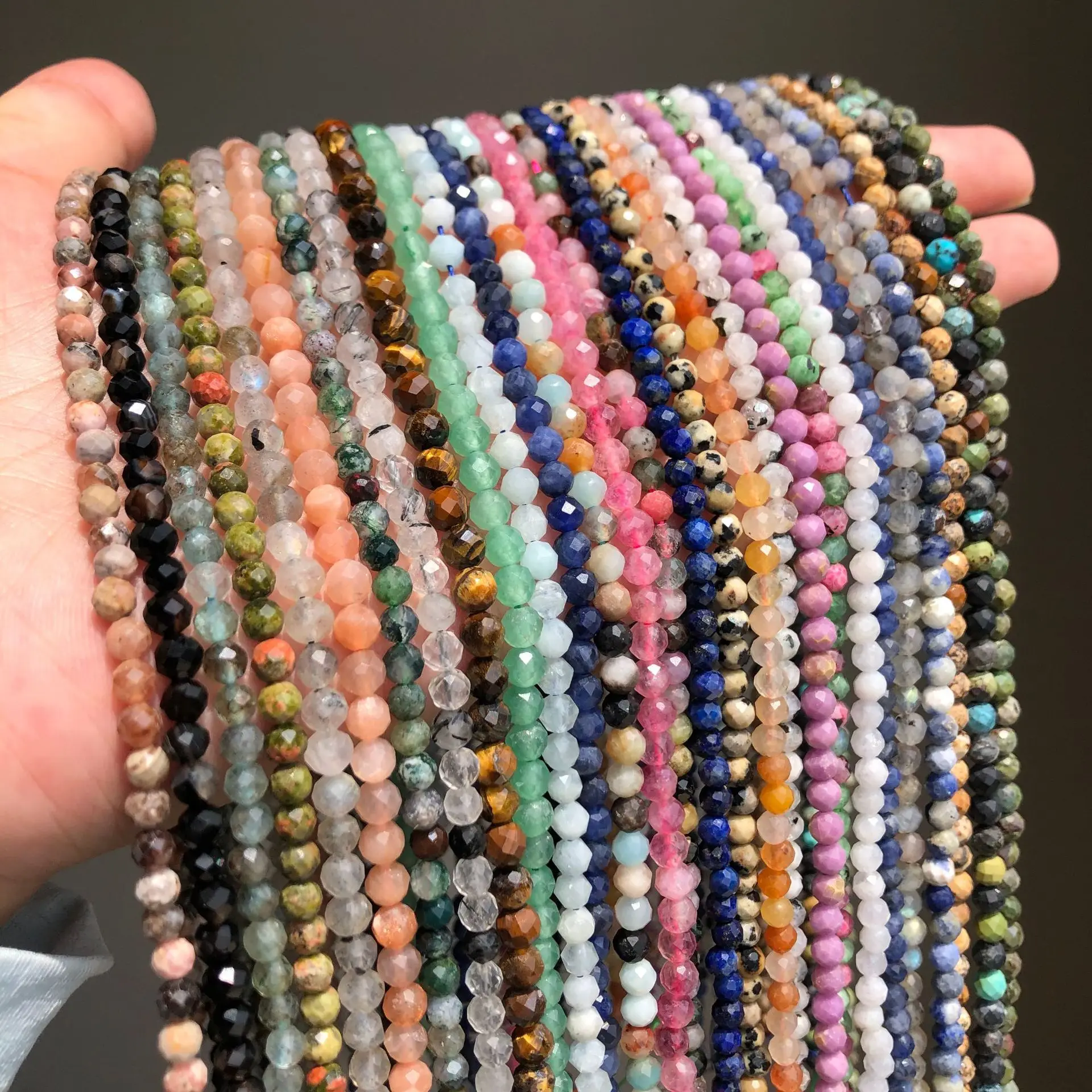 Loose beads natural sunstone beads faceted yellow tiger agate small beads DY bracelet necklace