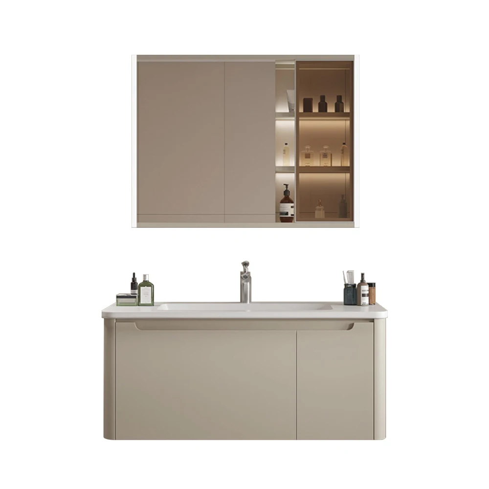 YIDA Luxury Fashion Design Wall Mount Solid Wood Bathroom Furniture Vanity Cabinet With Sink and Led Mirror