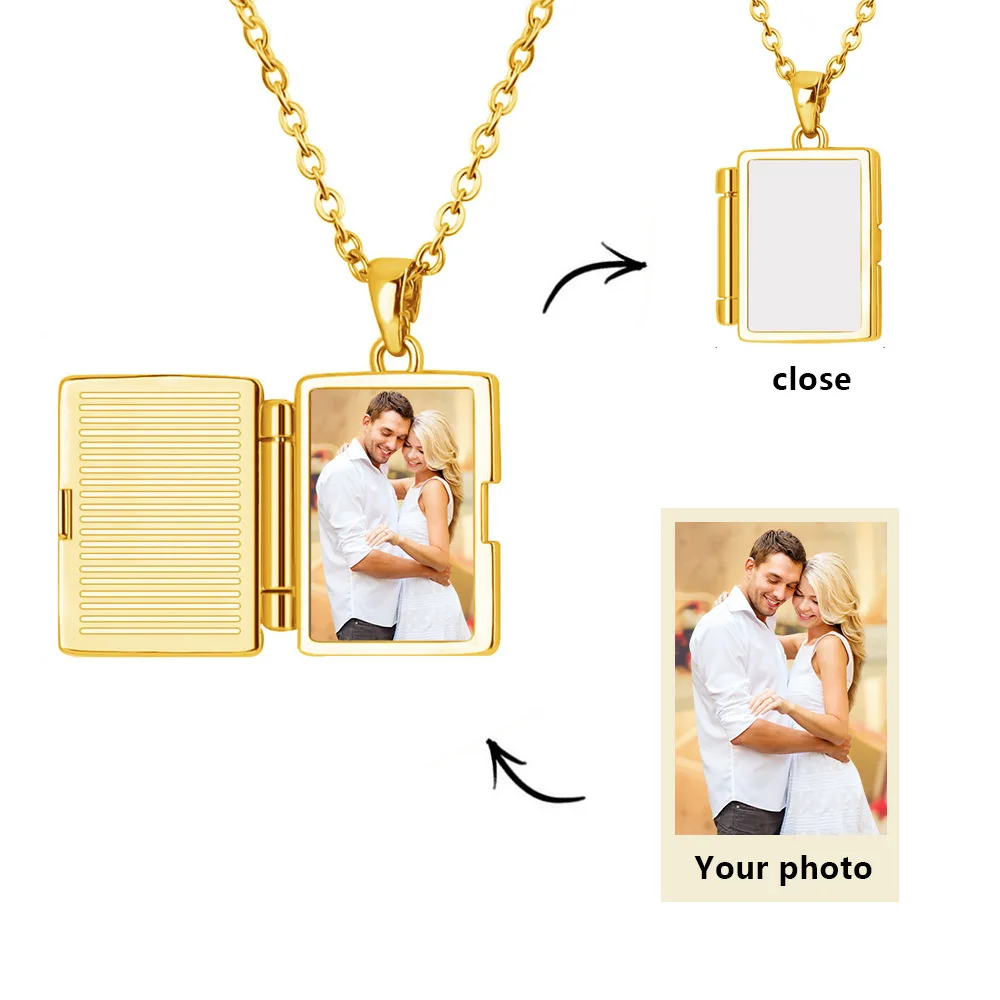 Valentines Day Necklace Wholesale Copper Material Gold Album Envelope Necklace DIY Color Printed Pendant Necklace
