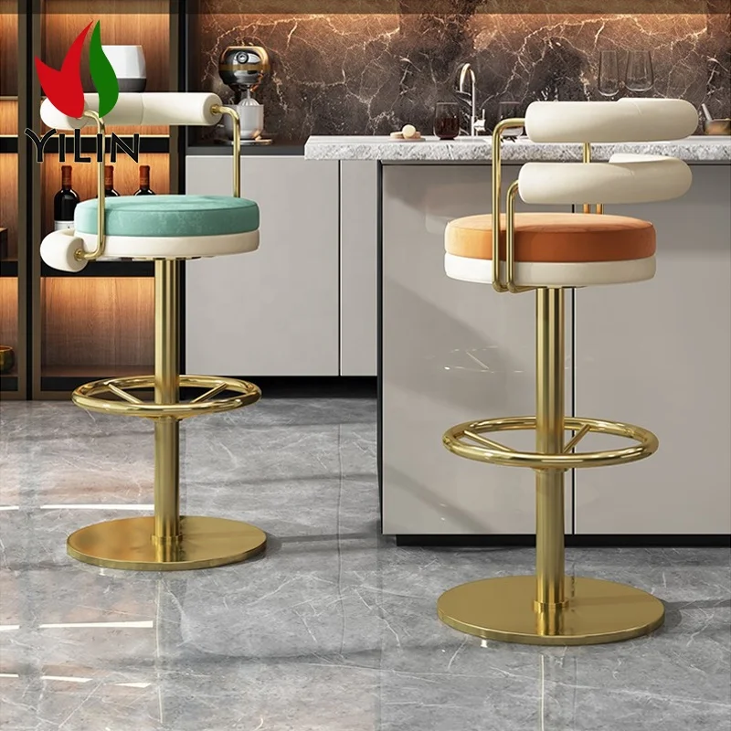 Modern Luxury Quality Metal Barstool High Swivel Kitchen Dining Chairs Factory Wholesale Tall Bar Chair Furniture