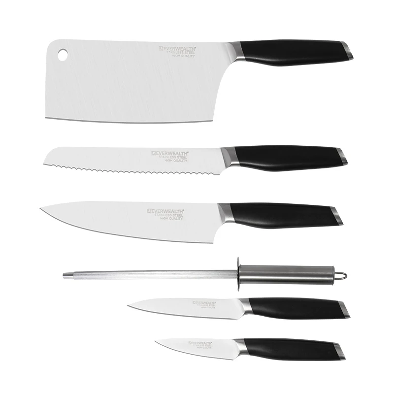 Newly Design Block Knives Set 3Cr13 Stainless Steel Blade ABS Plastic Handle 7-Piece Chef Kitchen Knife With Sharpener