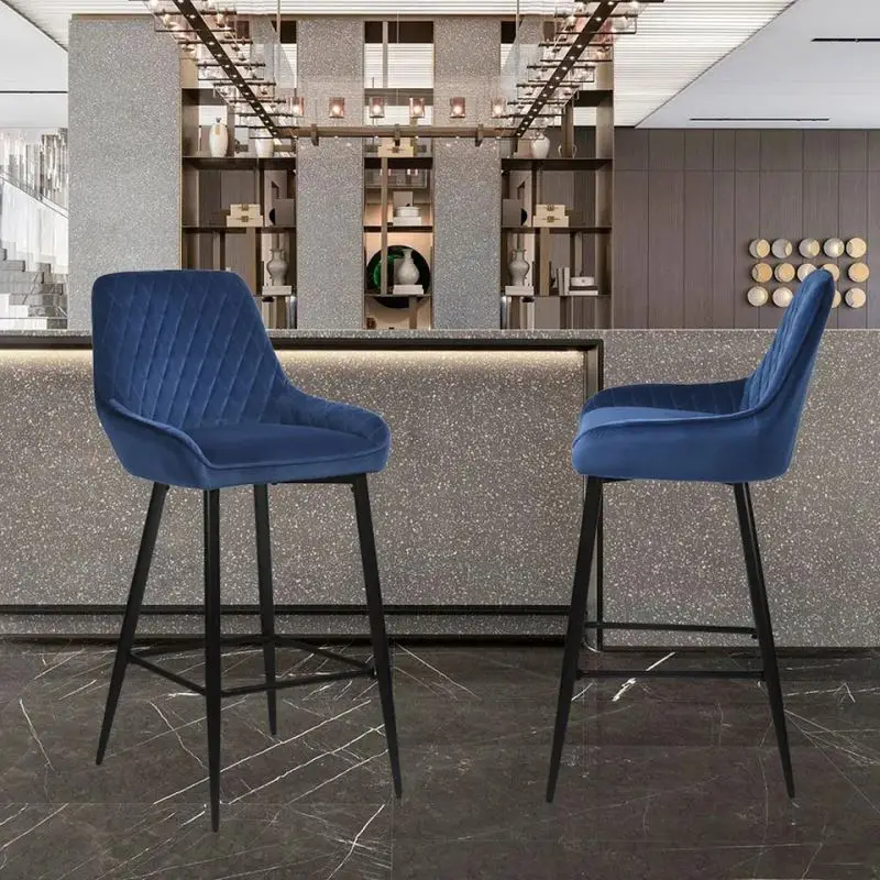 Ddp EU Warehouse Wholesale Nordic Luxury Modern Breakfast Velvet Leather High Counter Chairs Bar Stools for Kitchen Restaurant