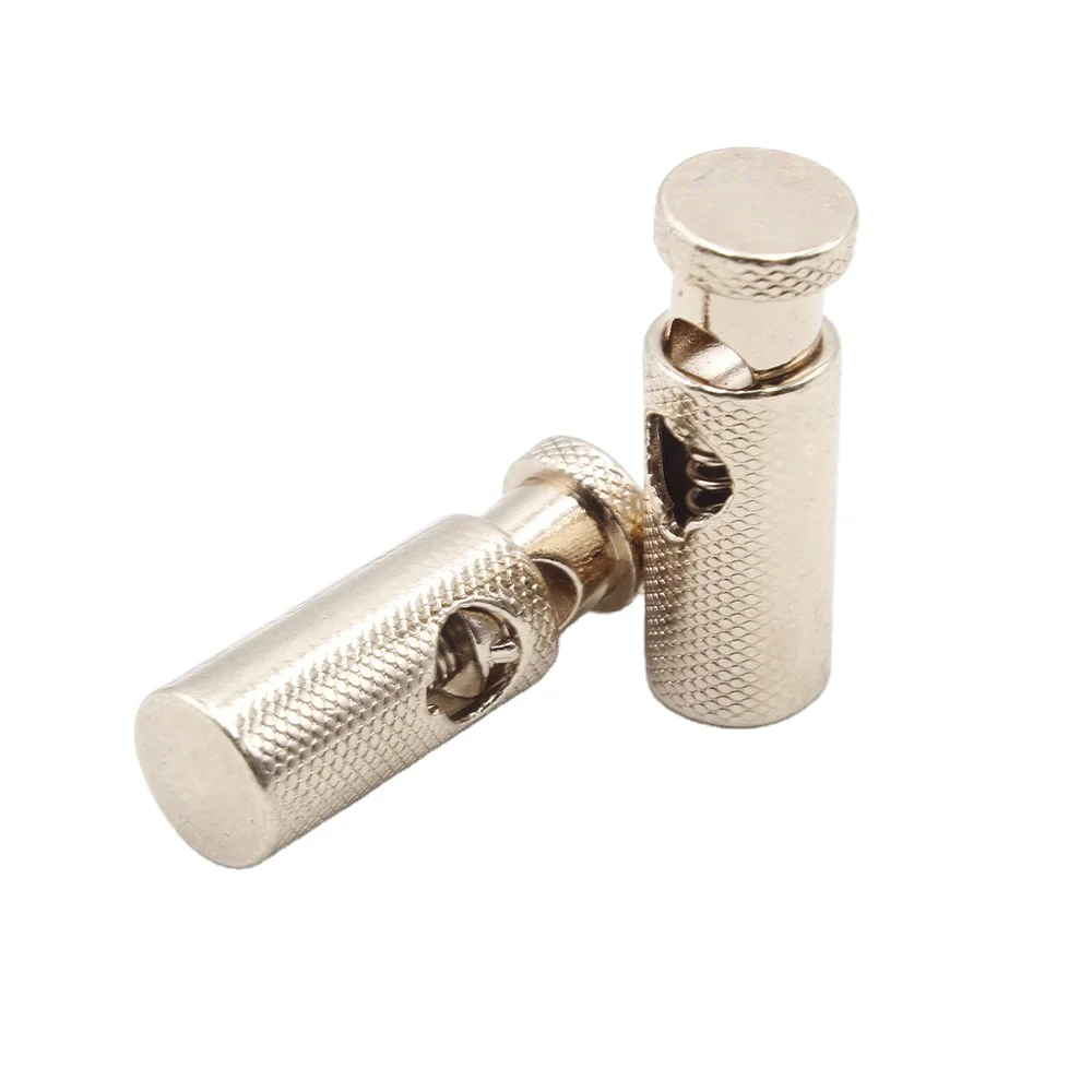 Factory wholesale gold adjustable double hole metal drawstring rope end lock plug