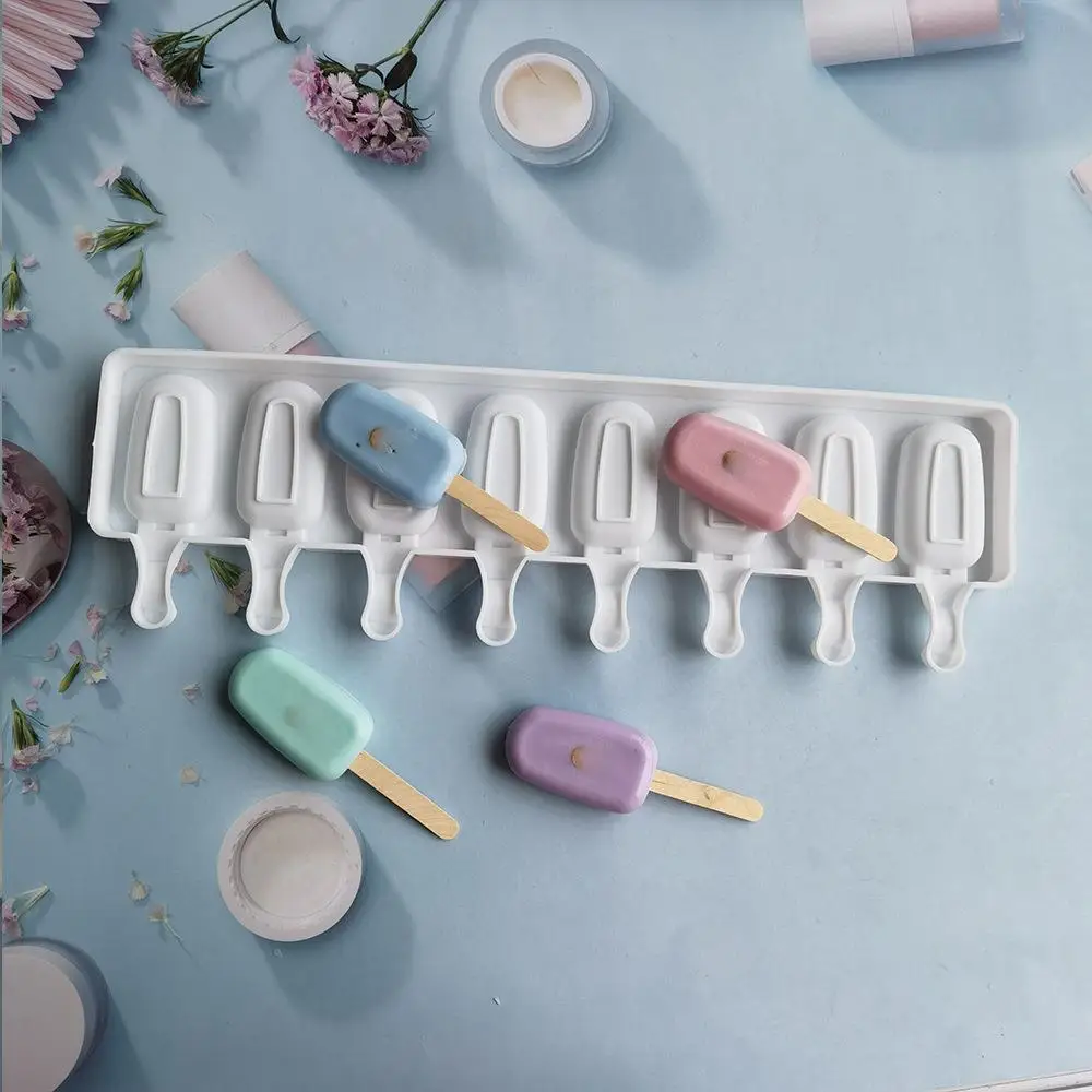 Mini Popsicle mold 8 Cavity Silicone Ice Cream Mould Ice Cube Tray Popsicle Barrel Diy Mold Dessert Ice Cream Mold Sticks