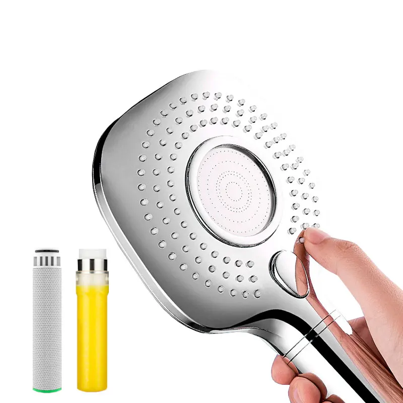 3-Mode Handheld Shower Head High-Pressure Vitamin C Plated Hotel Bathroom Accessories Includes Rainfall Spray Functionality