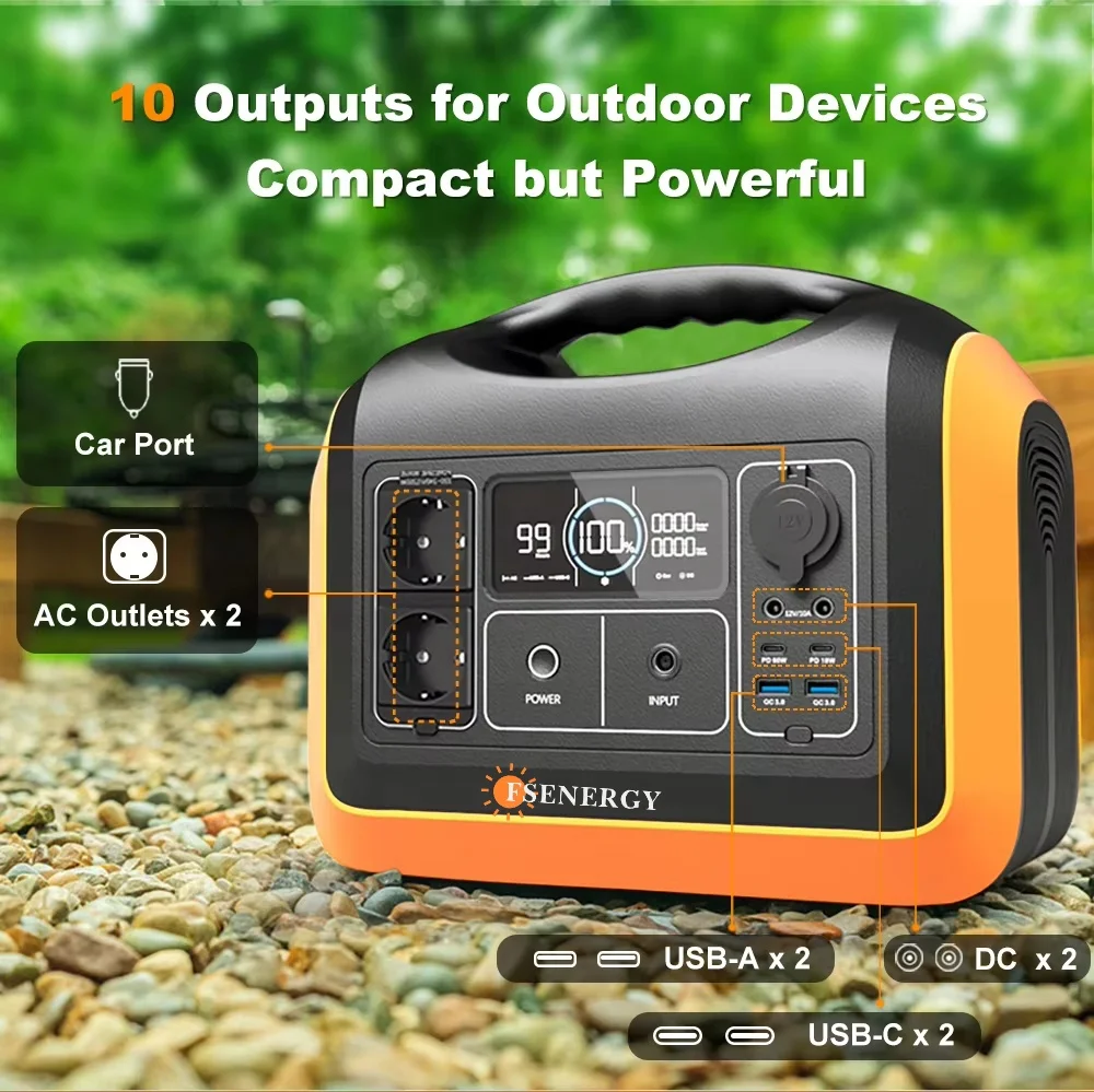 No gasoline No noise Campers RVs Tragbare Powerstation Outdoor LiFePO4 Battery Portable Power Station 1200W 220V Solar Generator