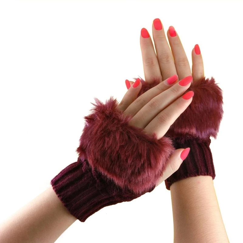K1134 Women Winter Warm Gloves Wrist Woolen Knitted Mitten Women Fingerless Hand Wraps Gloves