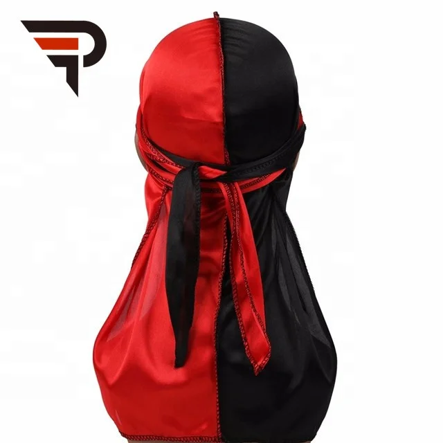 Hot selling satin silk bandana long tail pirate hat cloak hip-hop womens silk headscarf