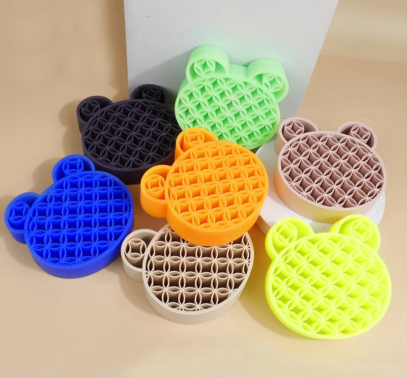 Bear Head Shape Silicone Desktop Storage Makeup Brush Organizer Holder