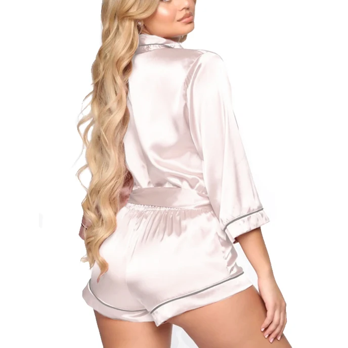 
2021 New Design Nightgown Customed Pajamas Night Suits Silk-like Satin Onesie-s Luxury Onesie Sleepwear 