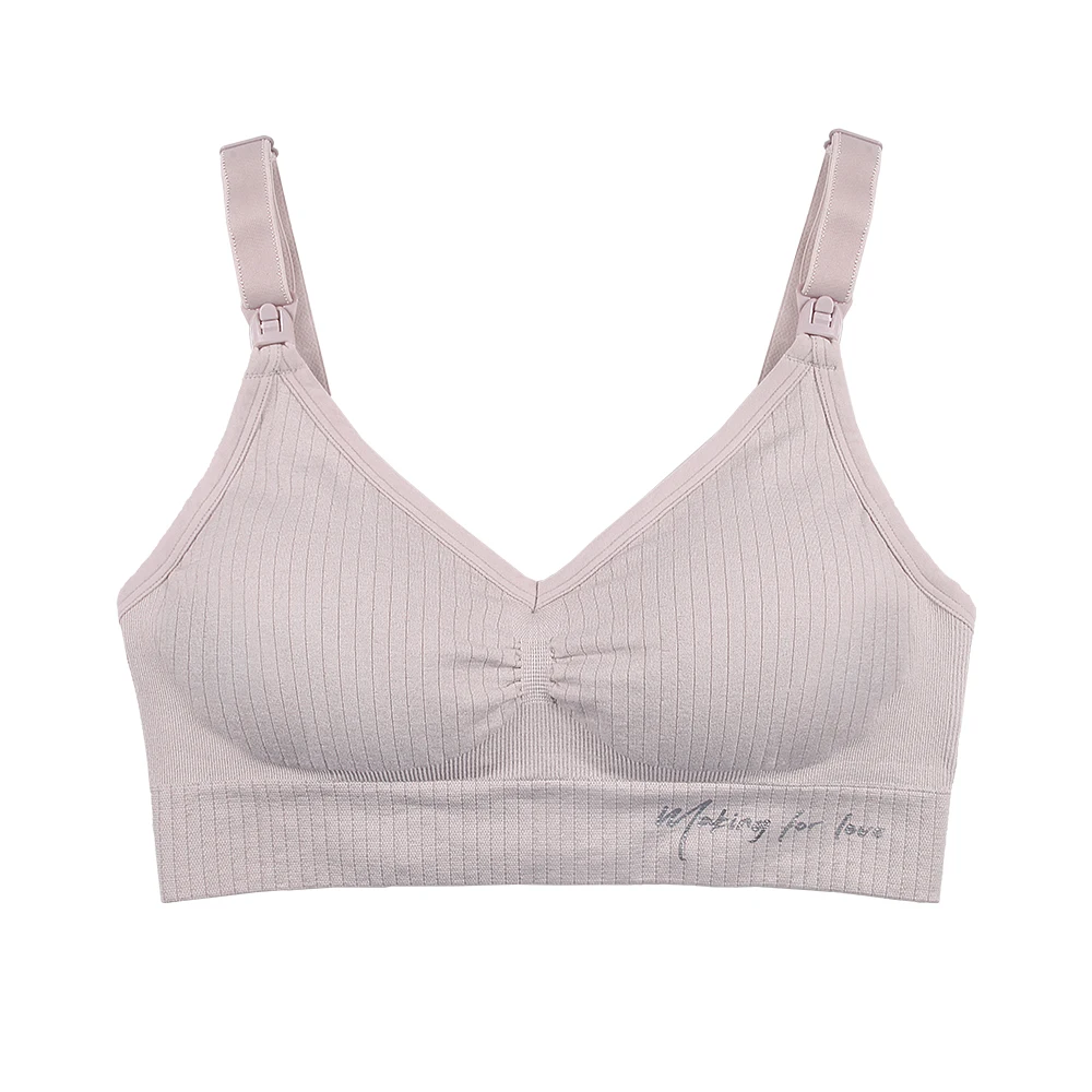 Seamless breastfeeding bra front button wire free pregnancy bra pull together to prevent sagging and removable padded underwear