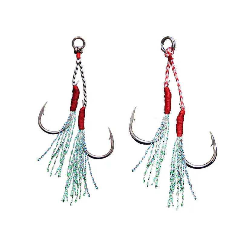 
saltwater fishing slow jigging kevlar Line glow double assist hook AH-01B 