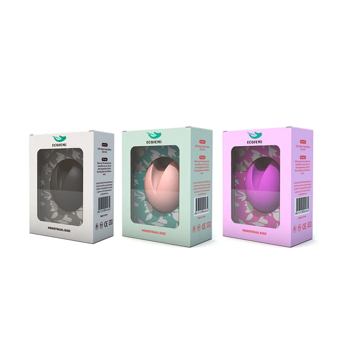 ECOFEMI Custom Removal Extra-thin Eco-friendly Medical Colour Flat Reusable Period Menstrual Disc Set