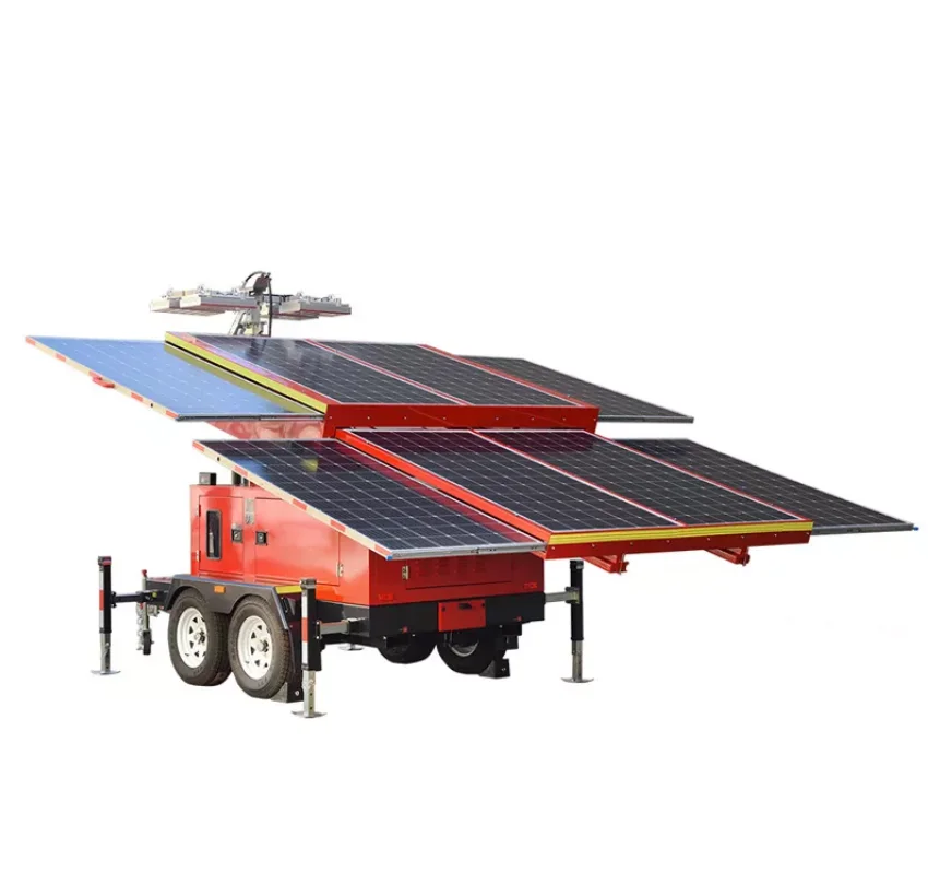 BIGLUX Construction site Solar powered mobile trailer vehicle mounted light tower for stadium  1500W solar light tower