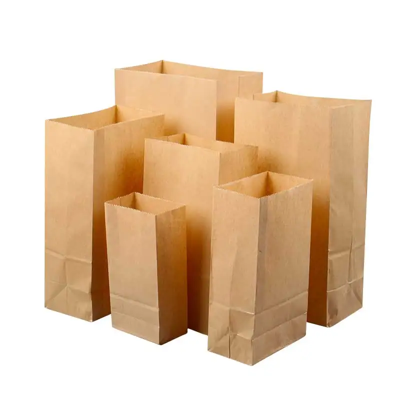 Accept Customized Logo Kraft Paper Bag, Food and Grocery Paper Butter-proof Kraft Paper Bag