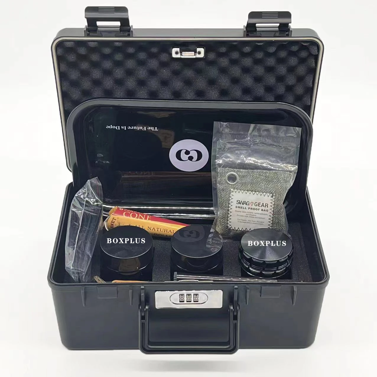 wholesale luxury travel smoking rolling kit grinder kit plastic stash box with accessories