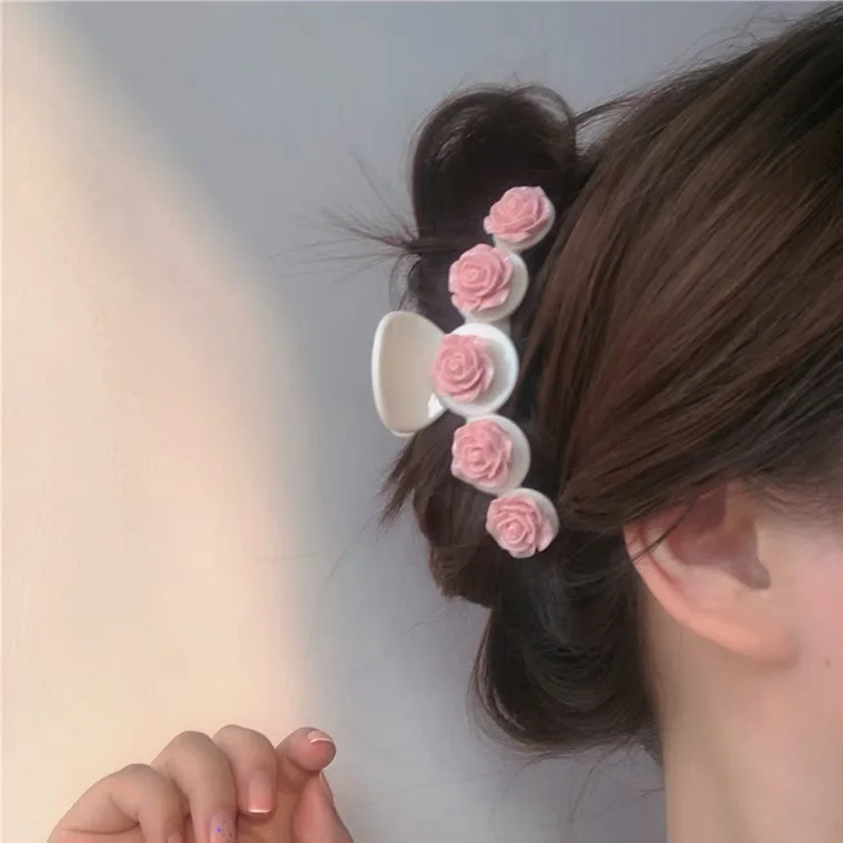 RARA 10CM  New Fashion Wholesale Hair Accessories Hair Clip Ins Transparent Sakura Bear Camellia Flower Plastic Hair Claws