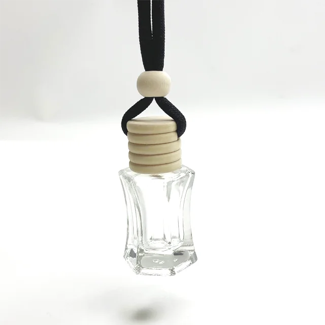 Luxury 7ml Hexagonal Air Freshener Glass Hanging Perfume Bottle Car Diffuser Bottles