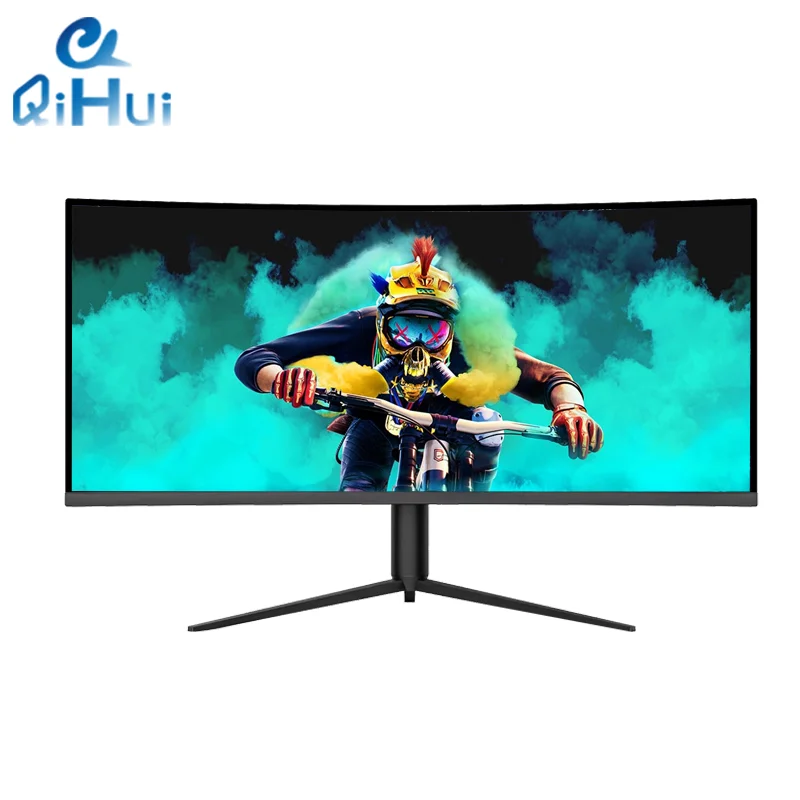 Qihui LCD Monitor 34 pulgadas 4k UHD de 1 ms 75 Hz Height Adjustable anti-blue light LED Monitor For Business & Study & Office