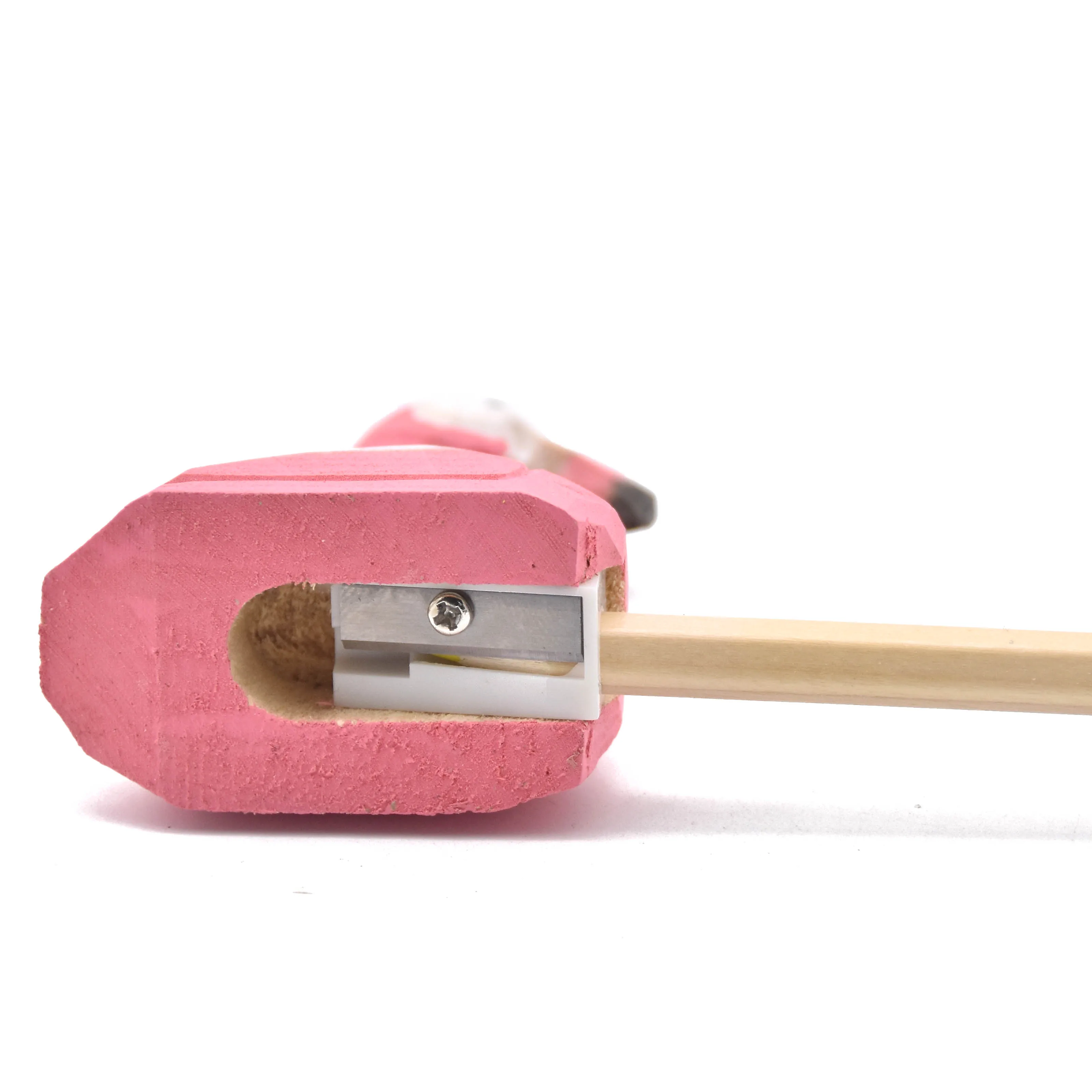 Wholesale Creative Hot Selling Wooden Cute Kids Stationary Animals Shape Pencil Sharpener Flamingo Pencil Sharpener