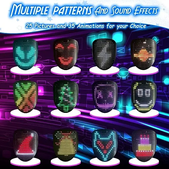 New arrival music LED Light Up Mask Digital Luminous Mask for Costume Cosplay Masquerade