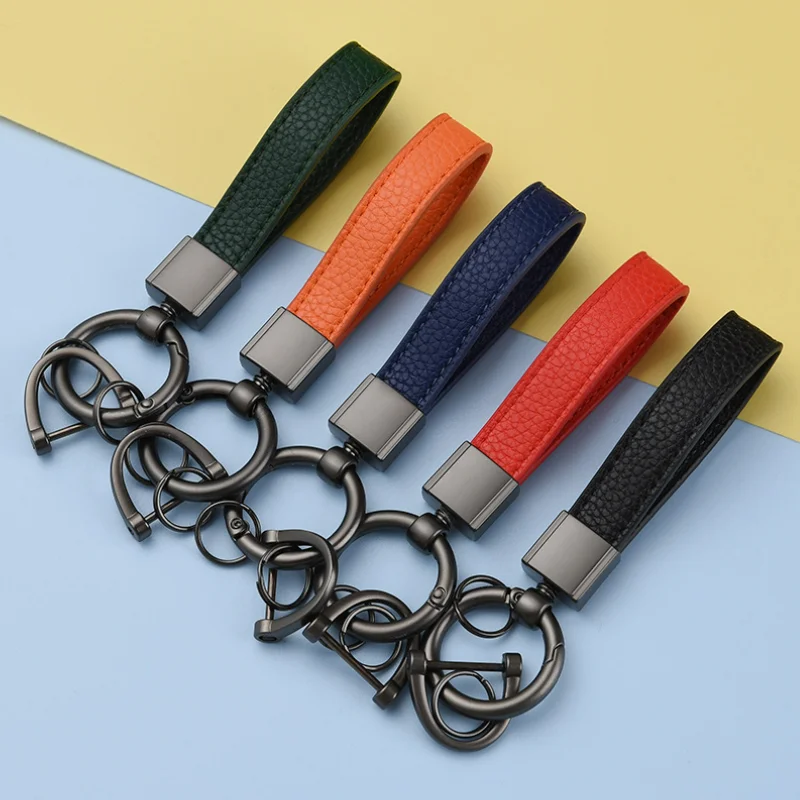 RTS Promotional Car Key Holder Key Rings Key Chain Hand Car Keyring Luxury Leather Keychain for Gift