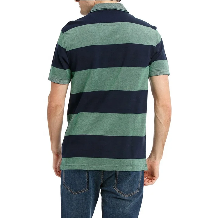 Wholesale Popular Strip High Quality T Shirt New Design Dark Navy Short Sleeve T Shirt With Embroidery Logo