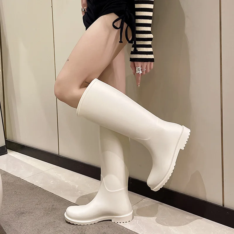 XY Fashion Outside Waterproof Non-slip Wear-resisting Contracted High Female Rain Boots
