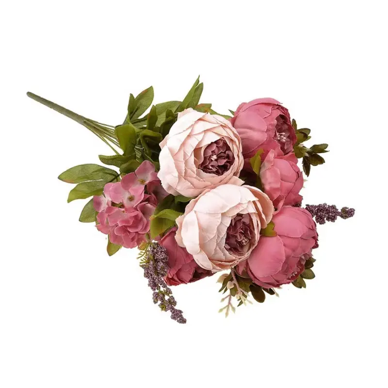 INUNION Factory Wholesale Silk Peony Bouquet Vintage Artificial Peonies Flower Arrangement for Home Wedding Party Decor