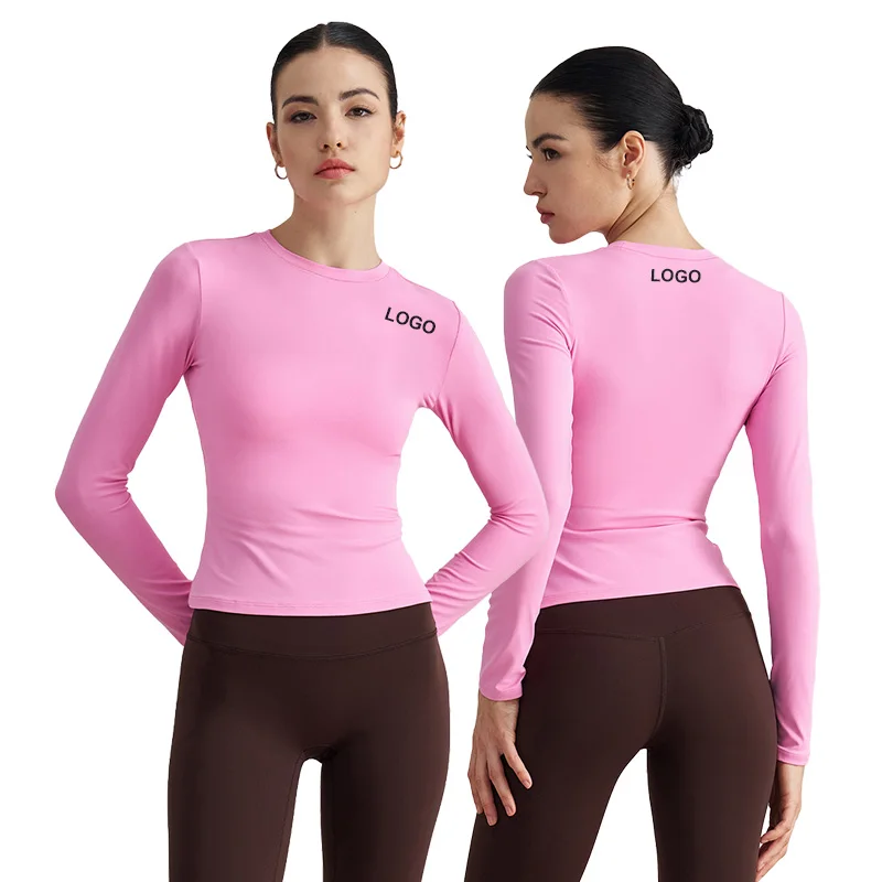 ADCX42005 Women Crew Neck Long Sleeves Fitness Yoga Tops Soft Workout Gym Wear