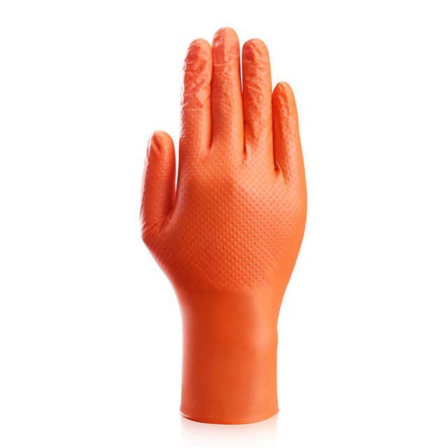 Orange and Black Color Strong Home Use Safety Nitrile Industrial Grade Glove