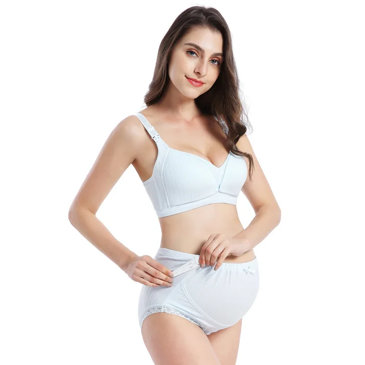 Pregnant women sexy lace underwear maternity bra and briefs set soft cotton nursing bra sets