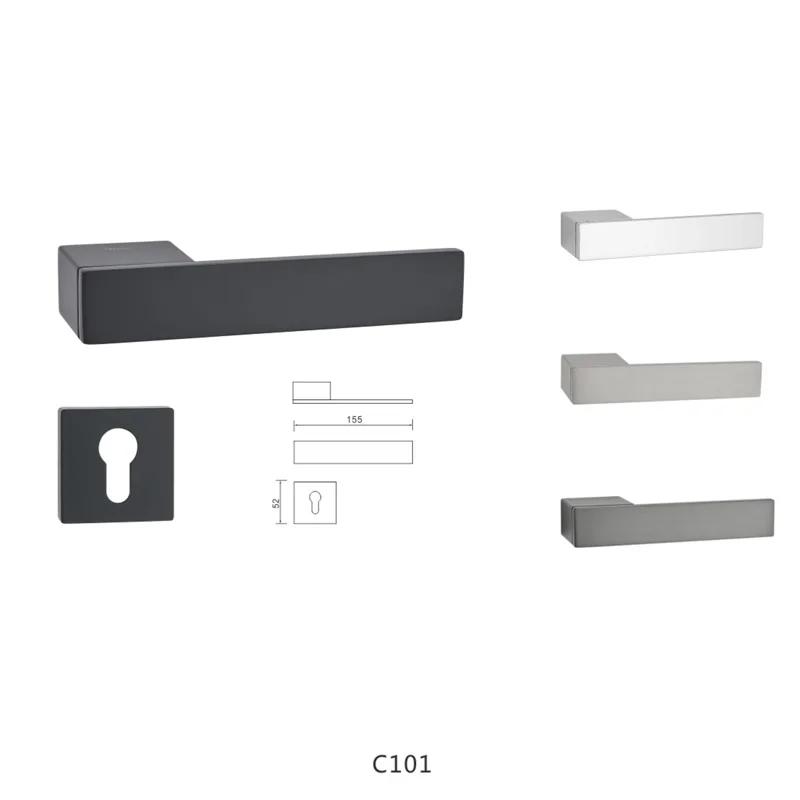 Matt Black Square Lever Door Handle for Wooden Door