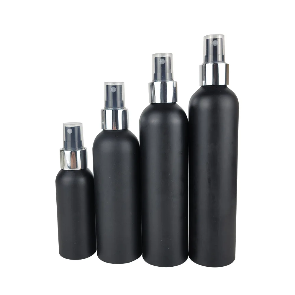 Stock wholesale 300ml 500ml recyclable cosmetics packaging sunscreen spray primary aluminum bottle and pump