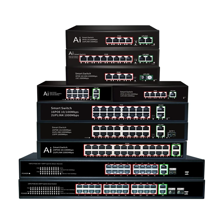 Professional manufacturer 48v poe switch 8 port poe switch 8 poe ports + 2 uplink port unmanaged network switch for cctv