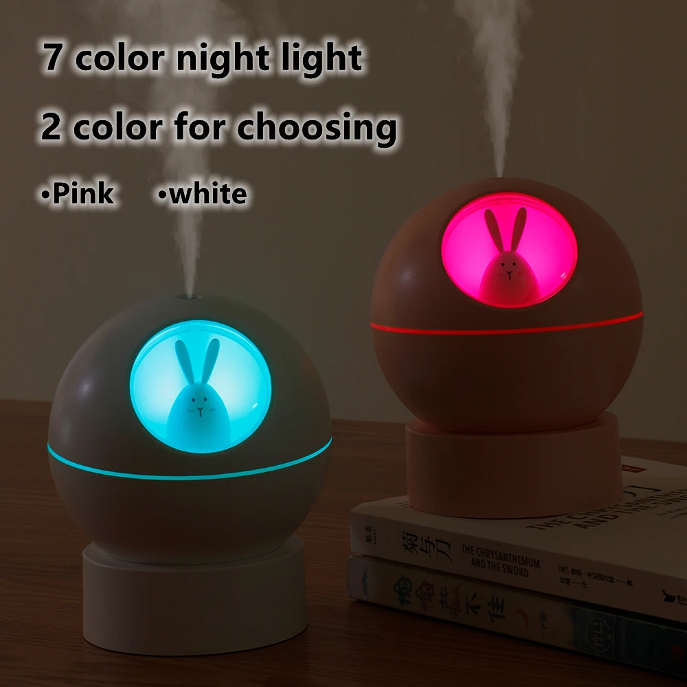 Mini ultrasonic electric led USB cute rabbit air humidifier for kid bedroom mist diffuser