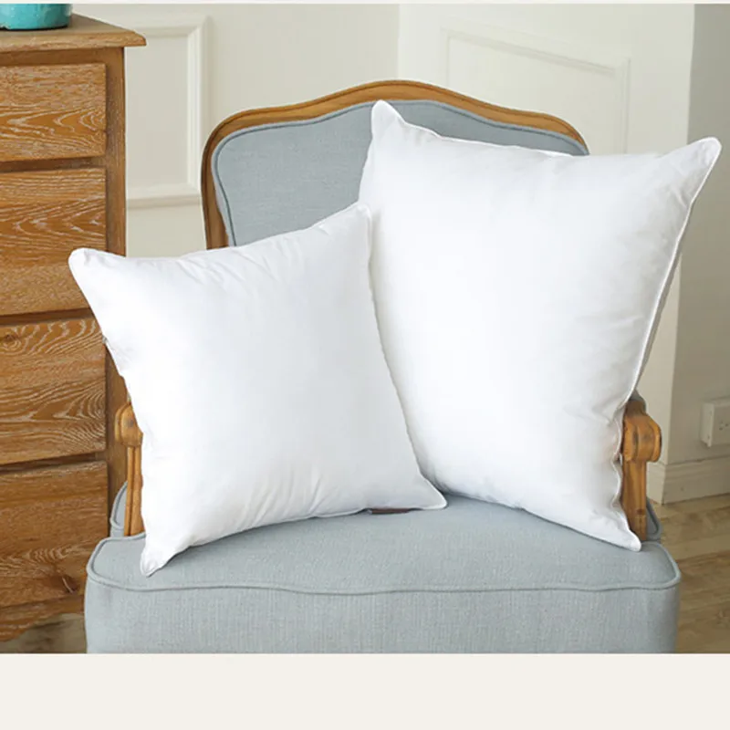 Custom Size Wholesale White Cotton Comfortable Duck Goose Down Feather Square Pillow Core Inner Insert Filling For Home Hotel