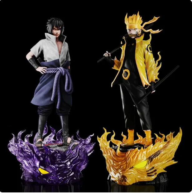 40cm Anime N aruto Figures GK Uchiha Sasuke Uzumaki N aruto Action Figure PVC Decoration Collection Model Toys for Gifts