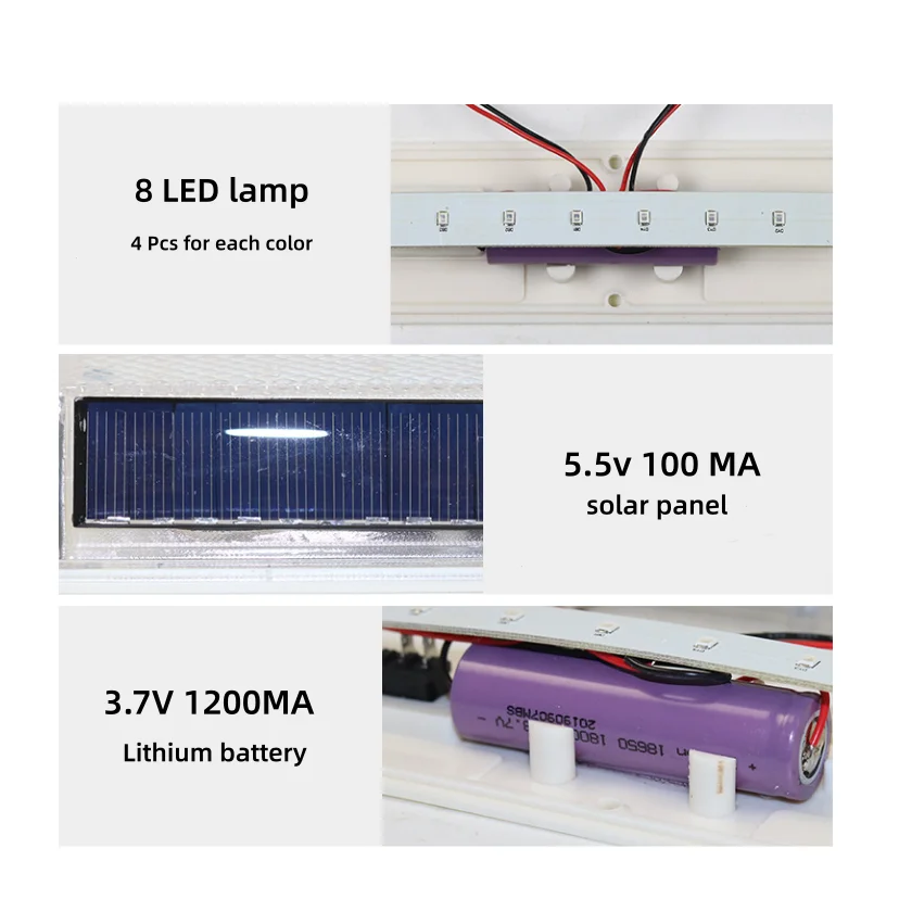 Solar Powered LED Warning Light Blinking Road Traffic Safety Warning Light Blue And Red Alternating Flicker Warning Light