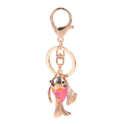 Fashion Design Metal Goldfish Shaped Keychain Excellent Quality Ornaments Dripping Fish Car Pendant