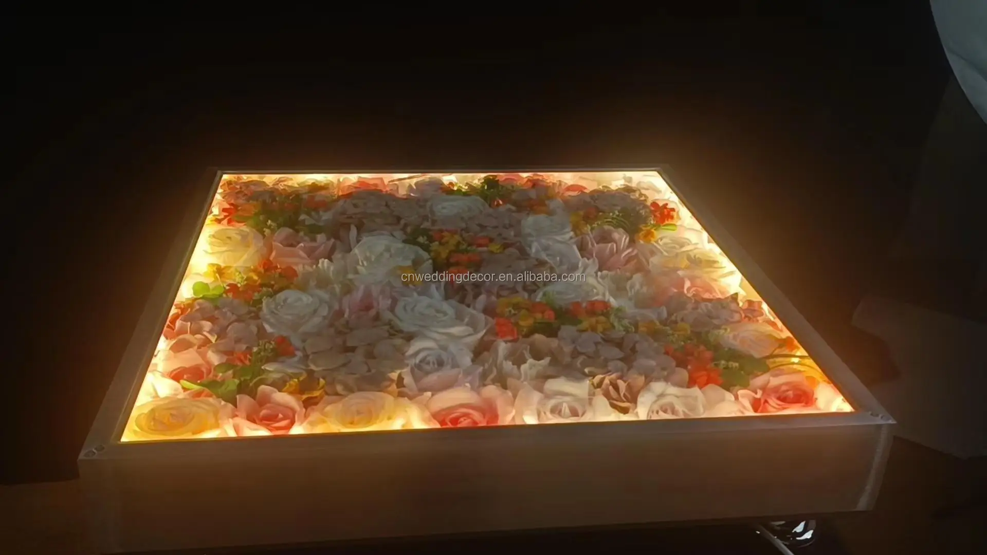 SMOOTH Hot Sell High Quality Acrylic Clear Glass Transparent Wedding Stage Dance Floor Flower Light Led For Wedding Decoration