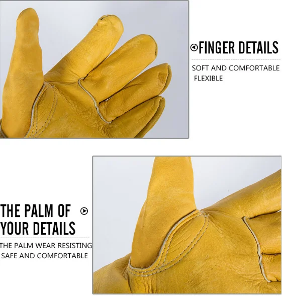 
EN388 4343 Cow Yellow Leather Safety Work Gloves for Working Men 